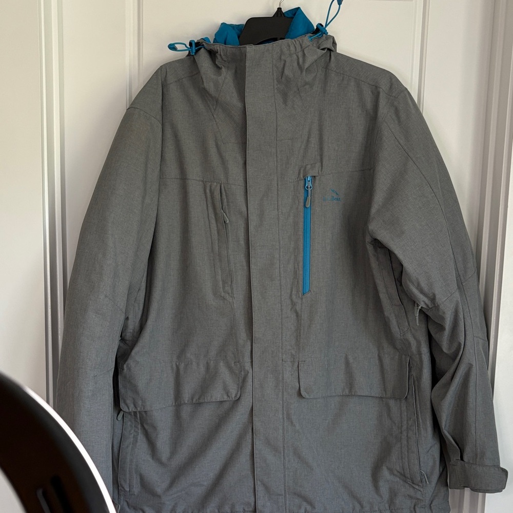 L.L. Bean Men's Performance Jacket in Gray with Blue Details 3 in 1 coat